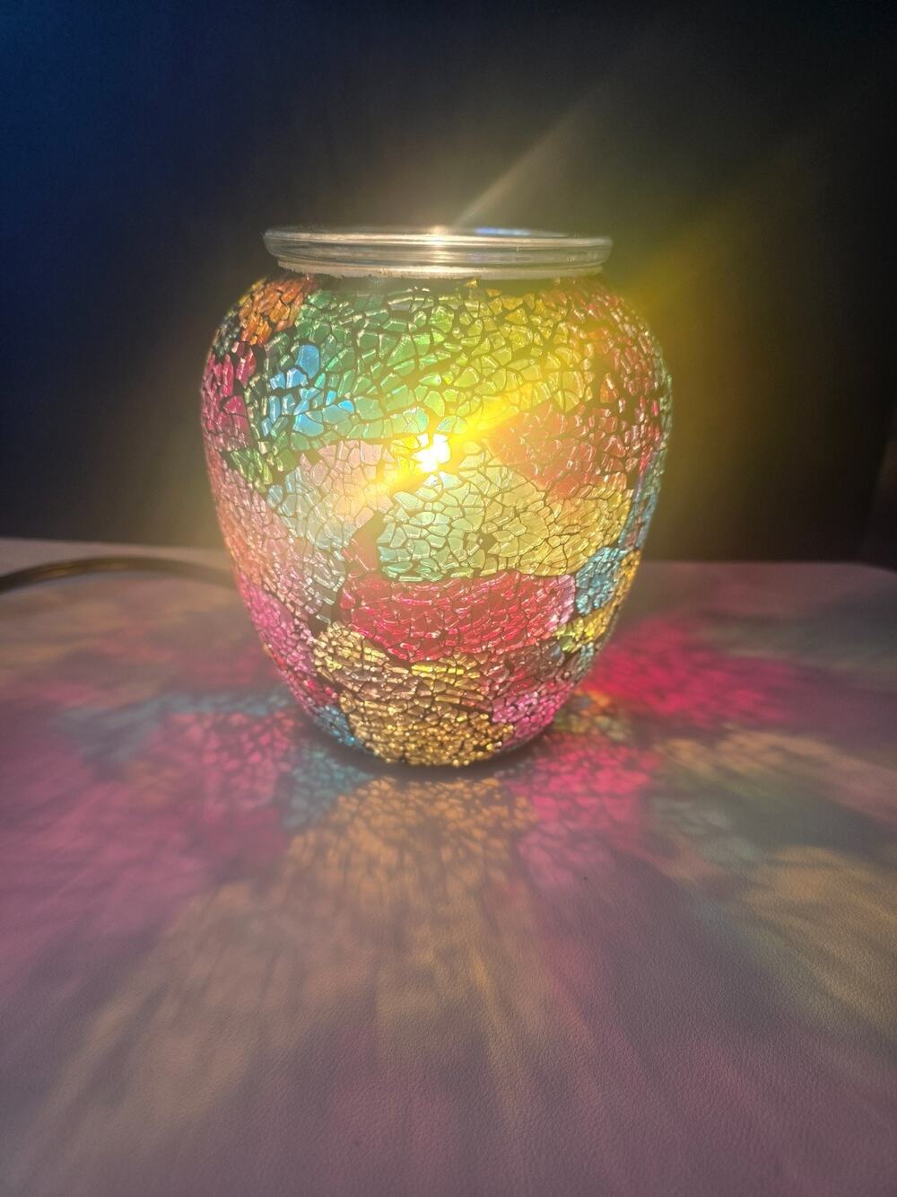 Scentsy Chromatic Wax Warmer Rainbow Crushed Glass Mosaic No Wax or Box